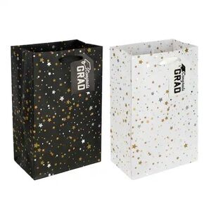 4pc Congrats Grad Gift Bags in Starry Black and White with Stars by Celebrate It